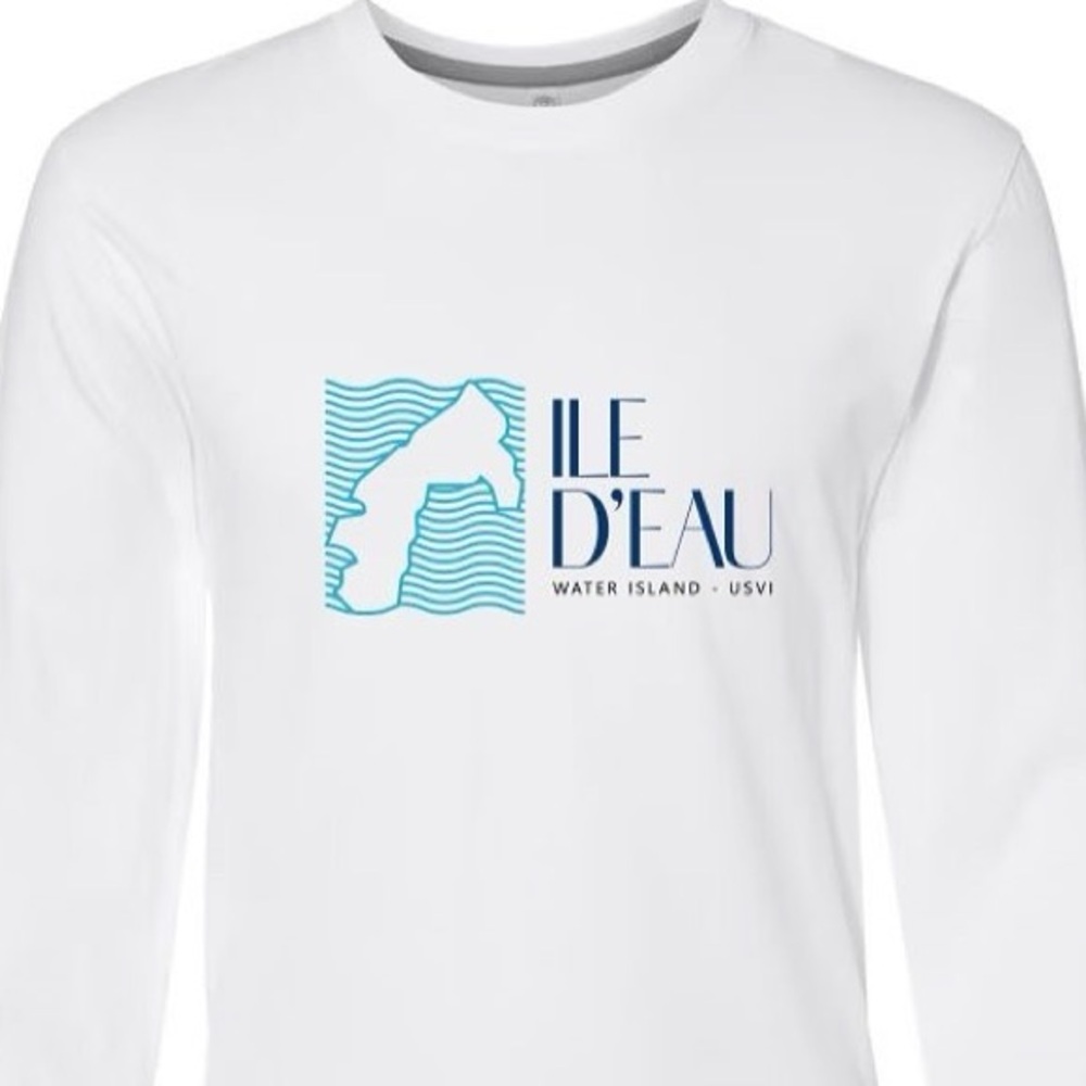 🏝️ ÎLE D’EAU – Water Island, USVI | “The Island” white Sun Shirt ☀️ Unisex Sizes
